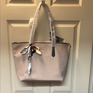 NWT kate spade kitt color block warm beige bag scarf unbranded dust bag